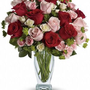 Love – Bouquet di Rose Rosse, Rosa e Avorio