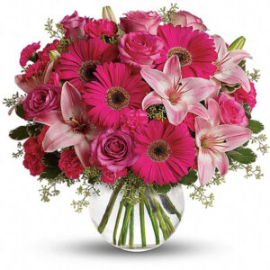 Ray of Sunshine – Bouquet rosa fucsia con fiori di stagione
