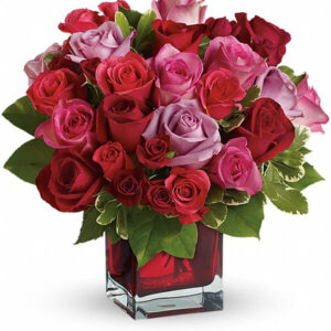 True Love – Bouquet di Rose Rosse, Rosa e Lavanda