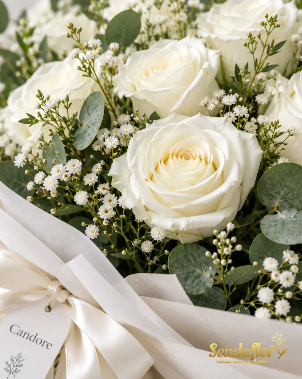 Candore – Bouquet di rose bianche