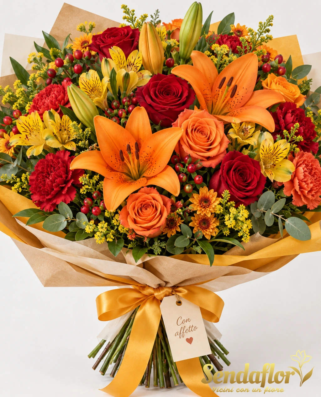 Calore d’autunno – Bouquet arancio, rosso e giallo