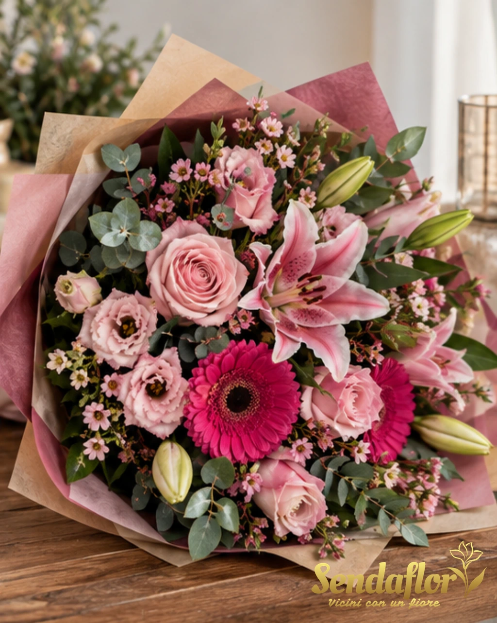 Un sorriso in rosa – Bouquet rosa e fucsia