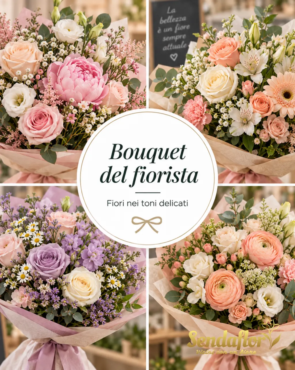Bouquet del fiorista – Fiori nei toni delicati