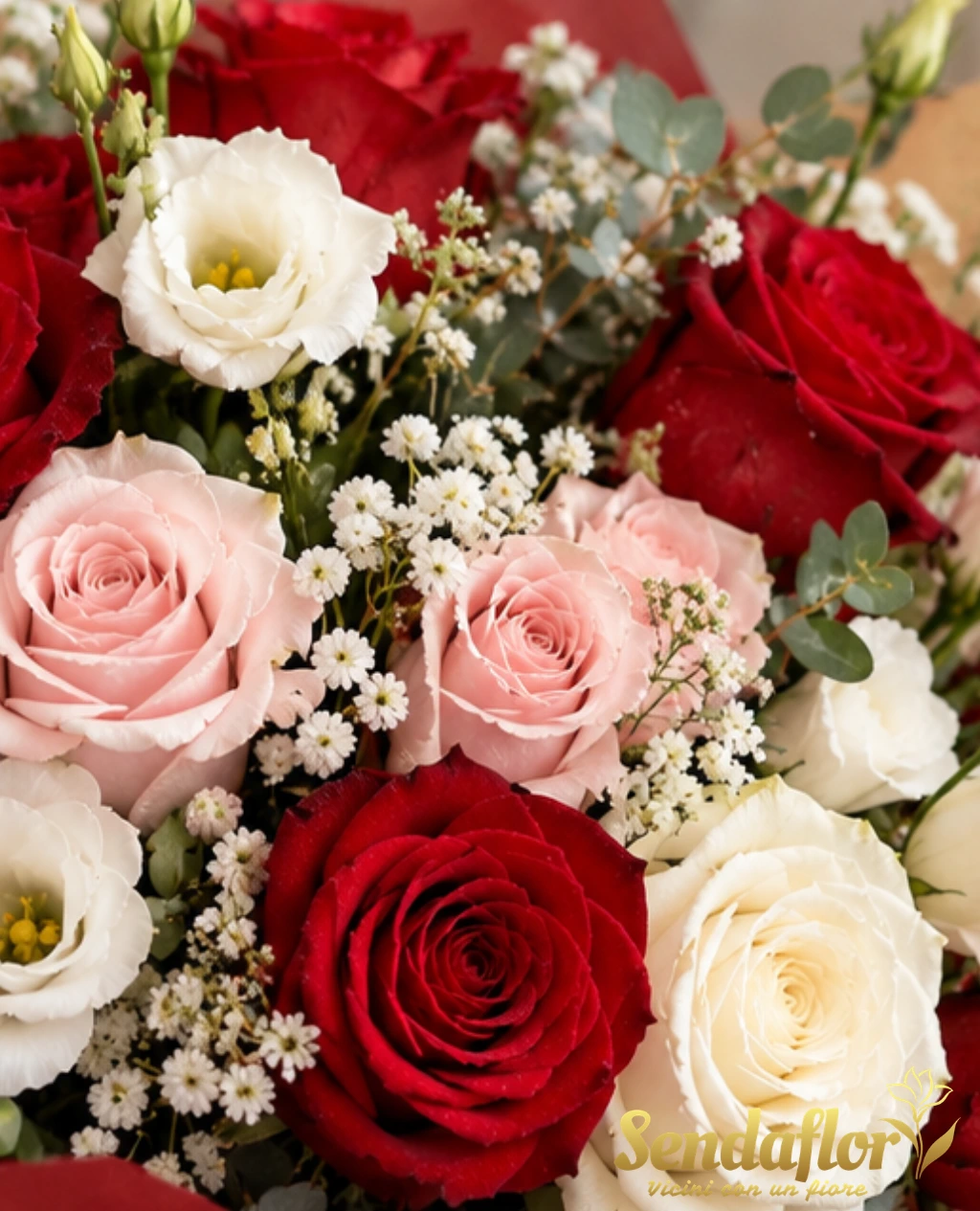 Vera Wang – Bouquet rosso, rosa e bianco