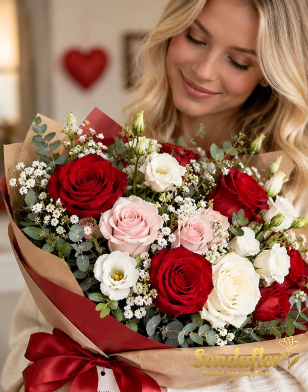 Vera Wang – Bouquet rosso, rosa e bianco