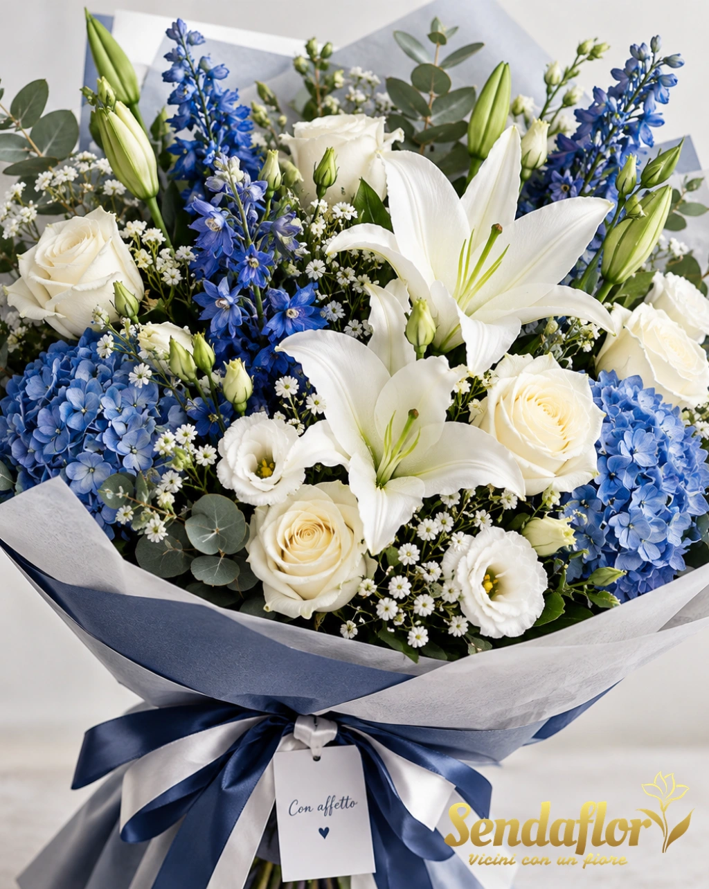 Un ricordo sereno – Bouquet bianco e blu