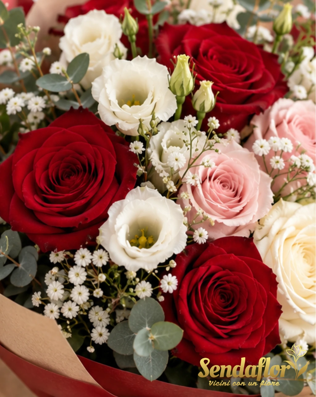 Vera Wang – Bouquet rosso, rosa e bianco