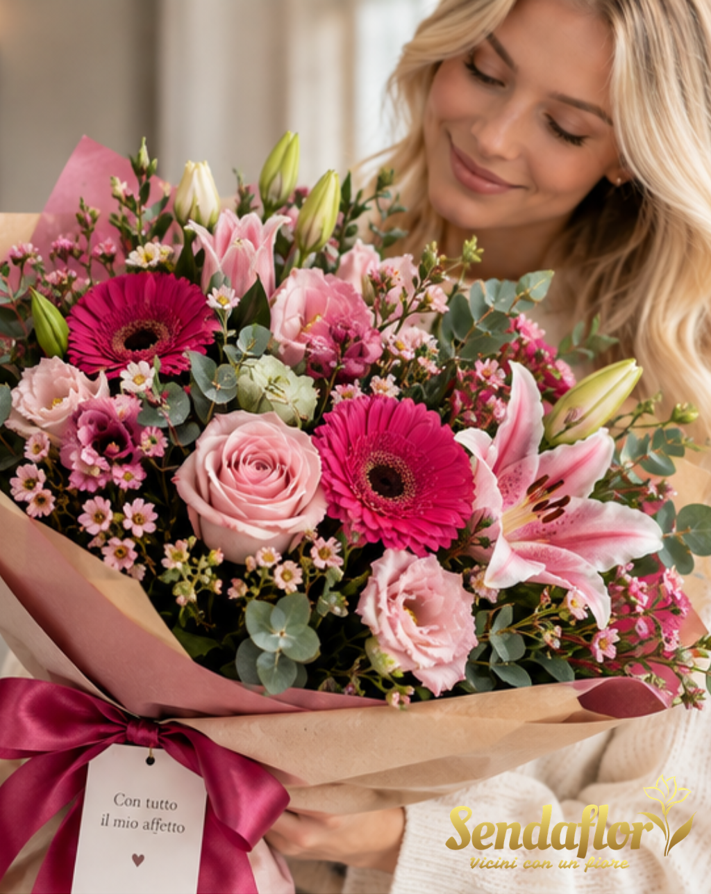 Un sorriso in rosa – Bouquet rosa e fucsia