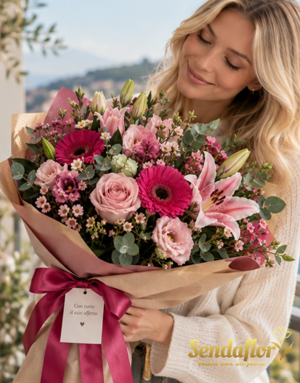 Un sorriso in rosa – Bouquet rosa e fucsia