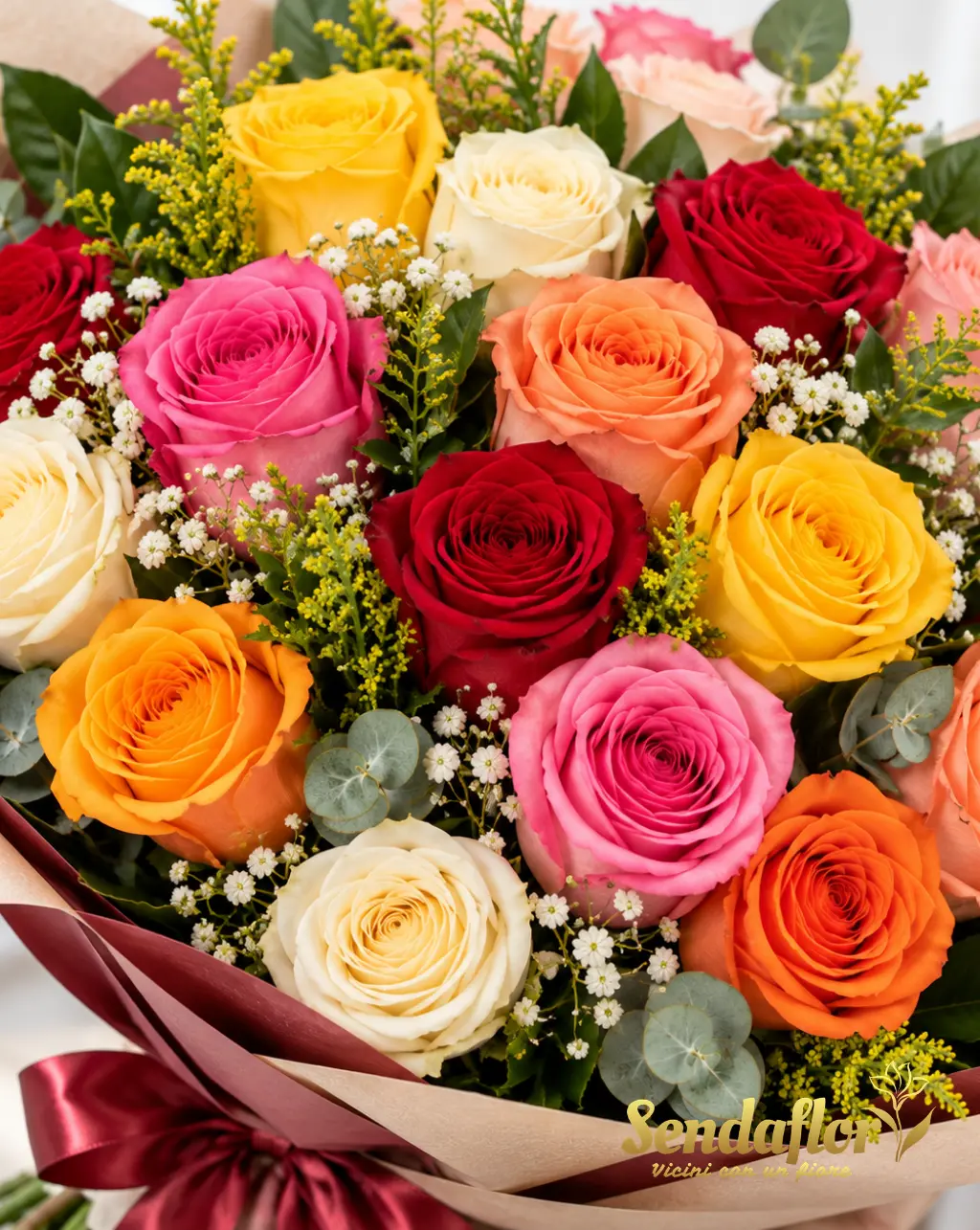 Mosaico – Bouquet di rose multicolore