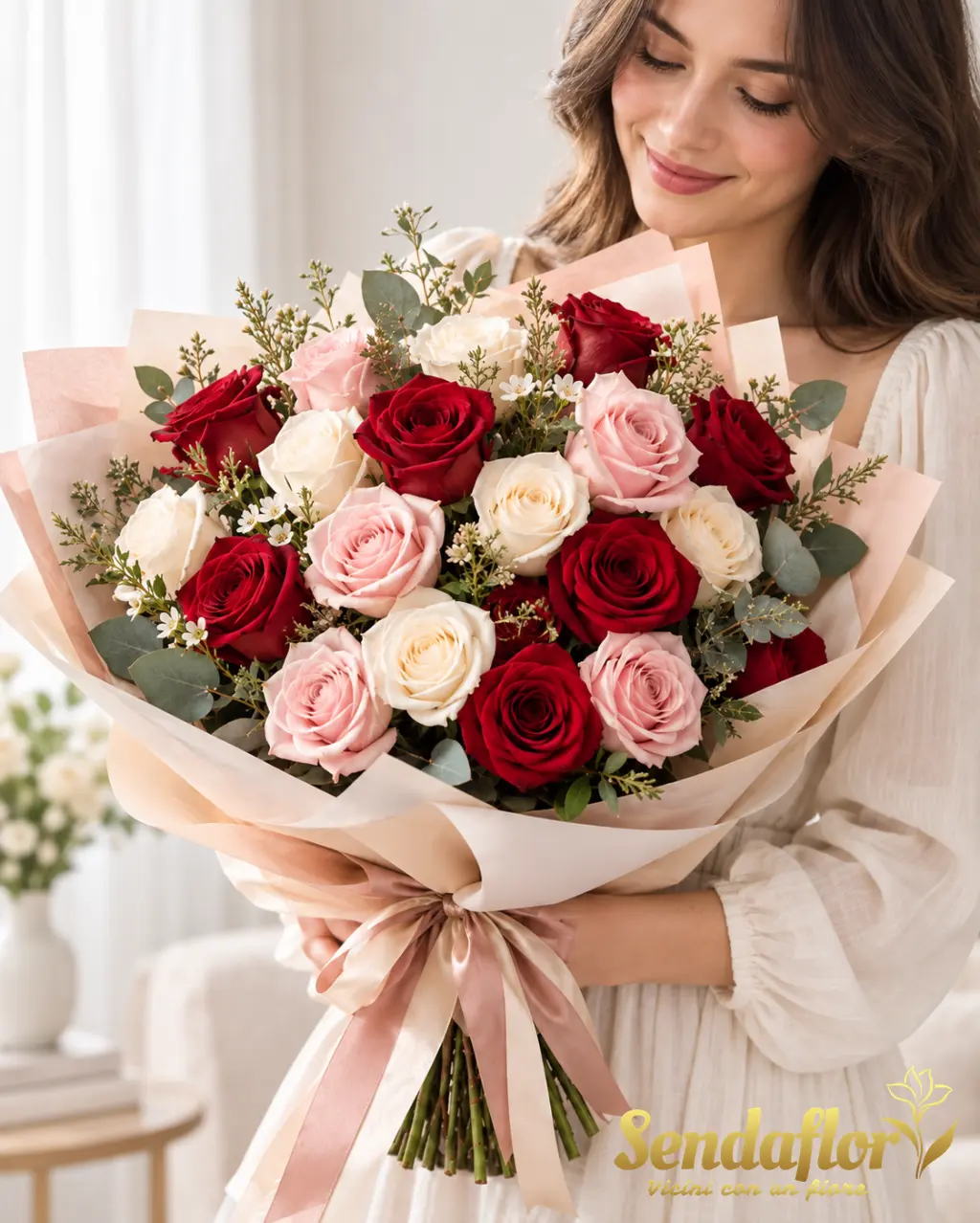 Amore – Rose rosse, rosa e avorio