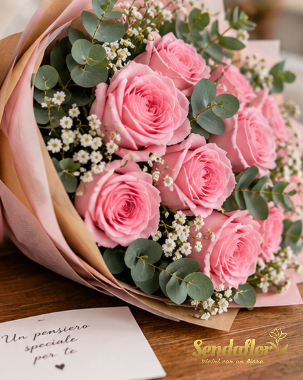 Carezza – Bouquet di rose rosa