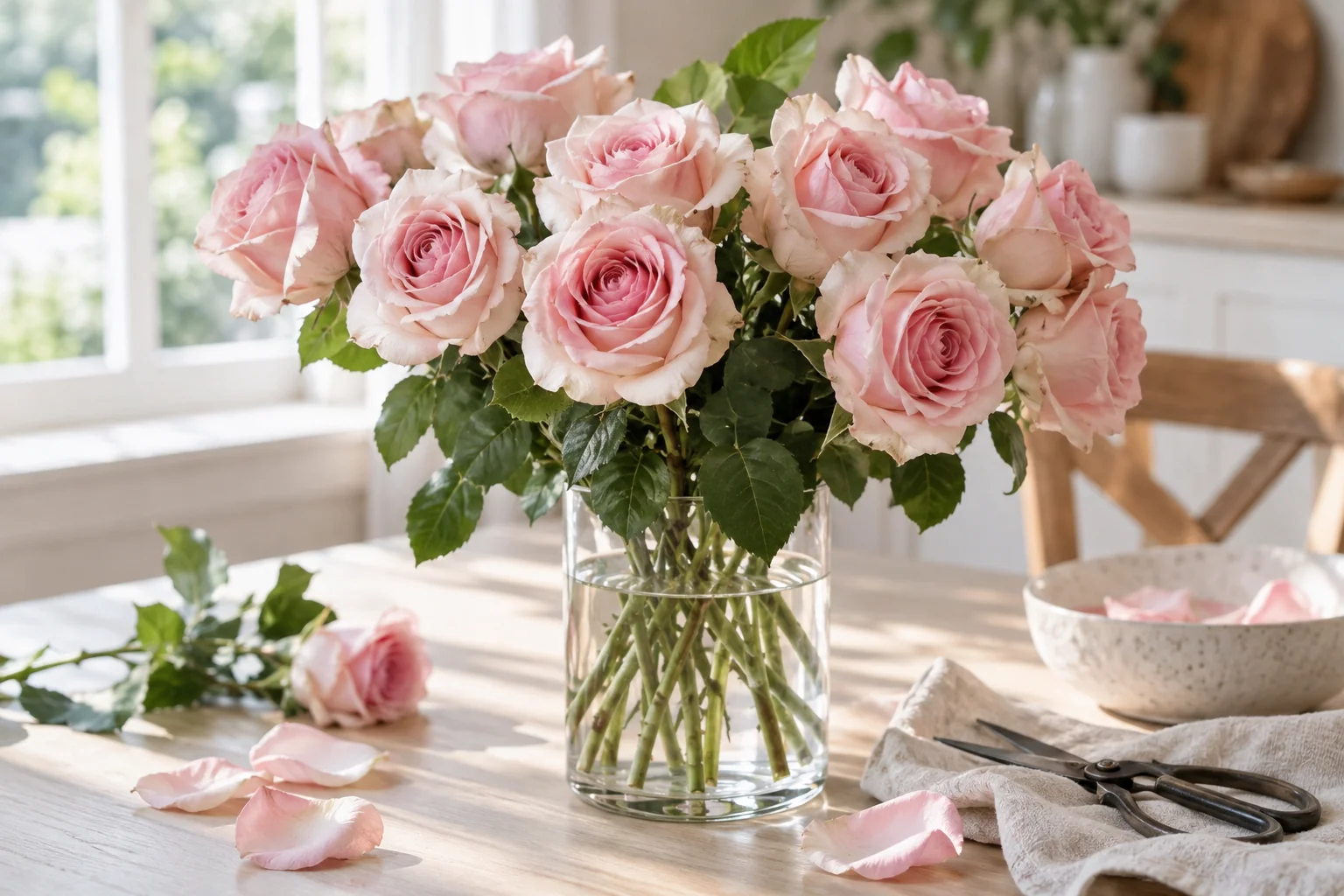 Cómo cuidar rosas cortadas en un jarrón