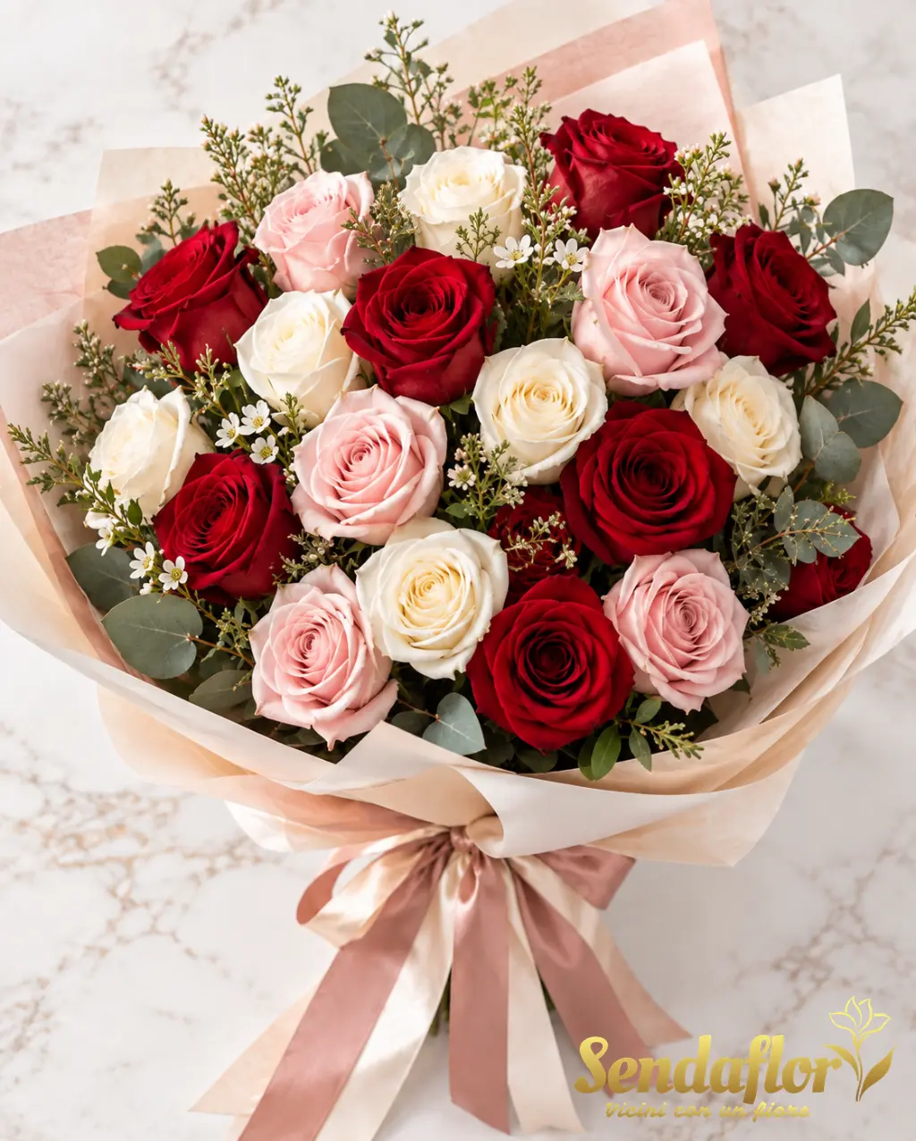 Amore – Rose rosse, rosa e avorio