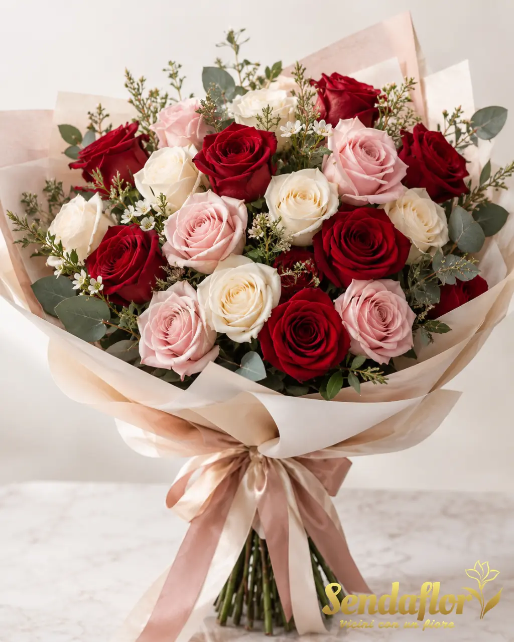 Amore – Rose rosse, rosa e avorio