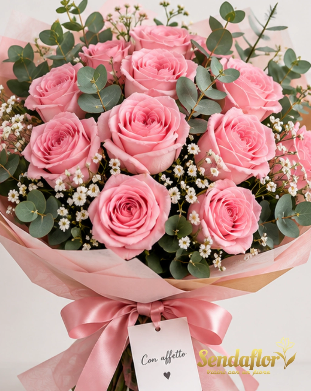 Carezza – Bouquet di rose rosa