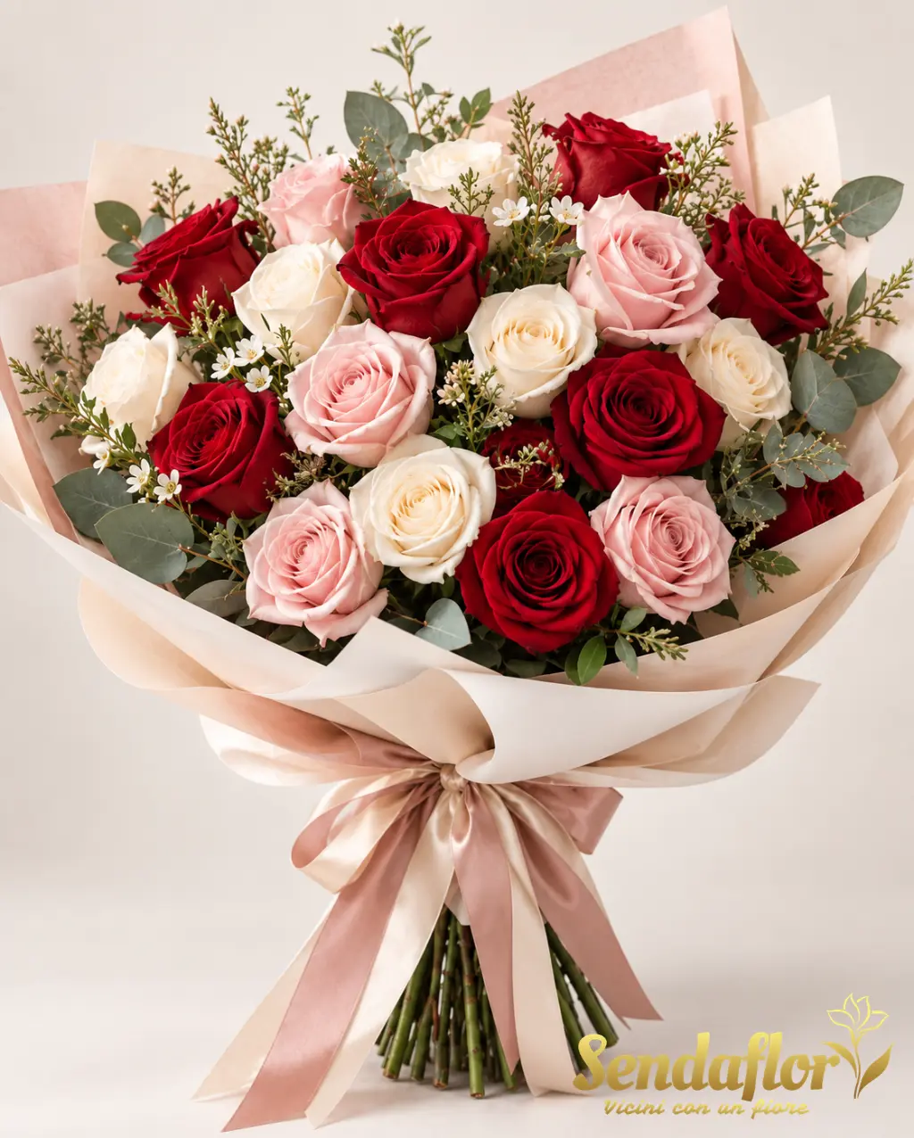 Amore – Rose rosse, rosa e avorio