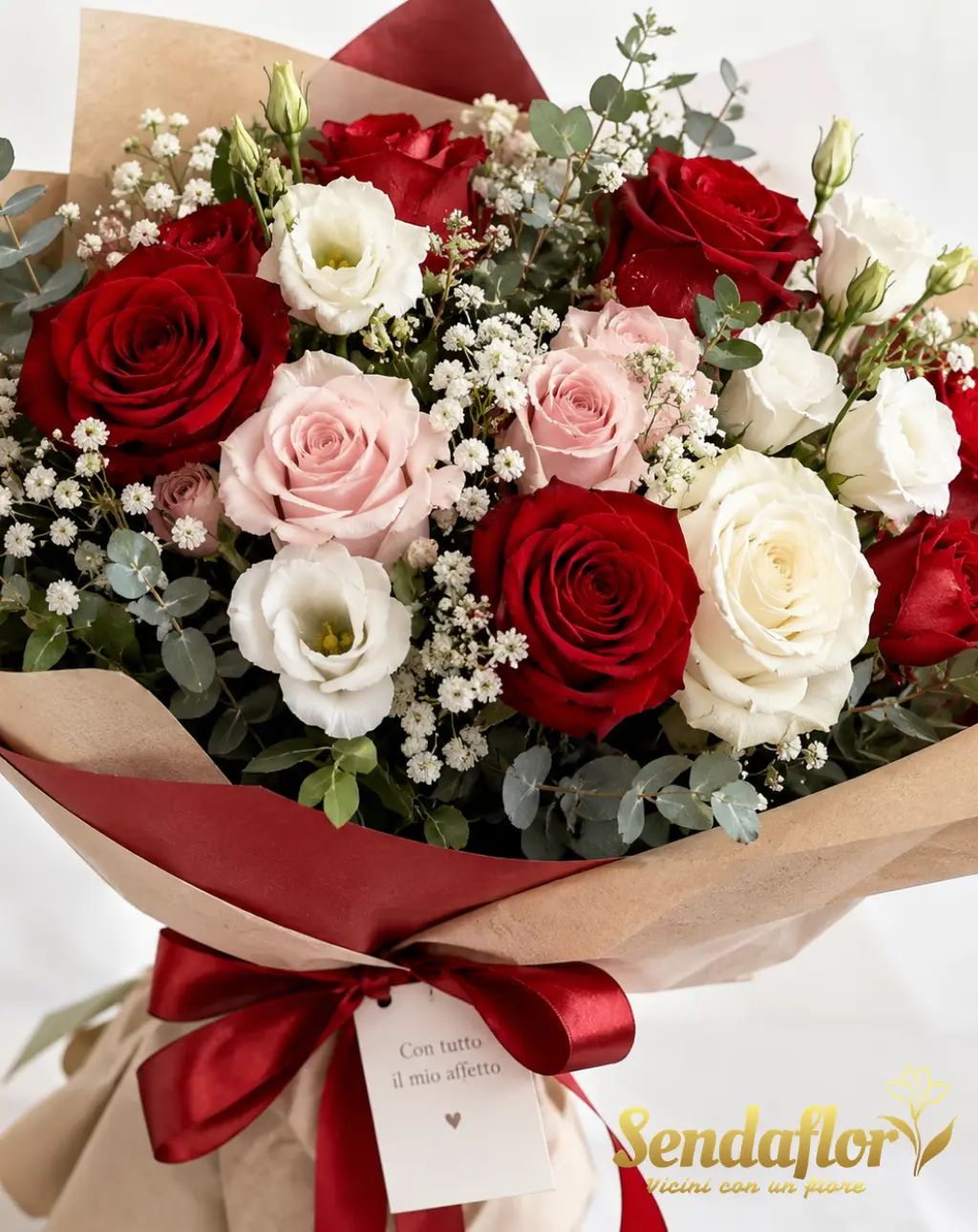 Vera Wang – Bouquet rosso, rosa e bianco